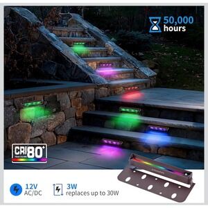Kwinmyso 8 Pack 7in Hardscape Lighting RGB Color Changing 12V Low Voltage LED